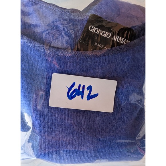 VTG Y2K Giorgio Armani Cashmere Camisole Cobalt Blue 42 Luxury Minimalist Cozy - Picture 10 of 10
